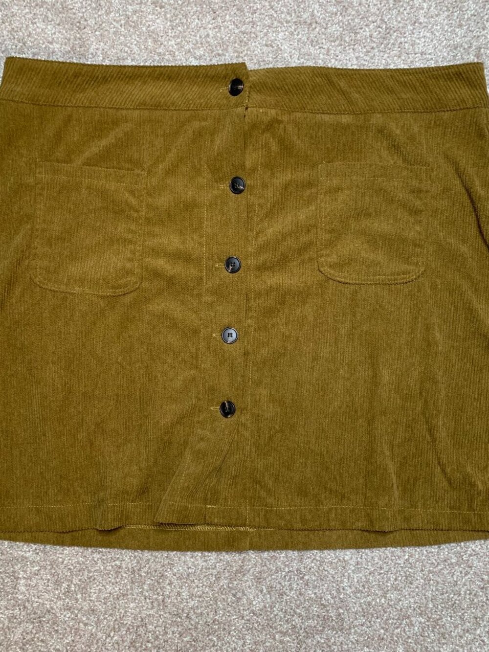 No Brand Thin Corduroy Skirt Size 3XL Mustard Yellow Button Up